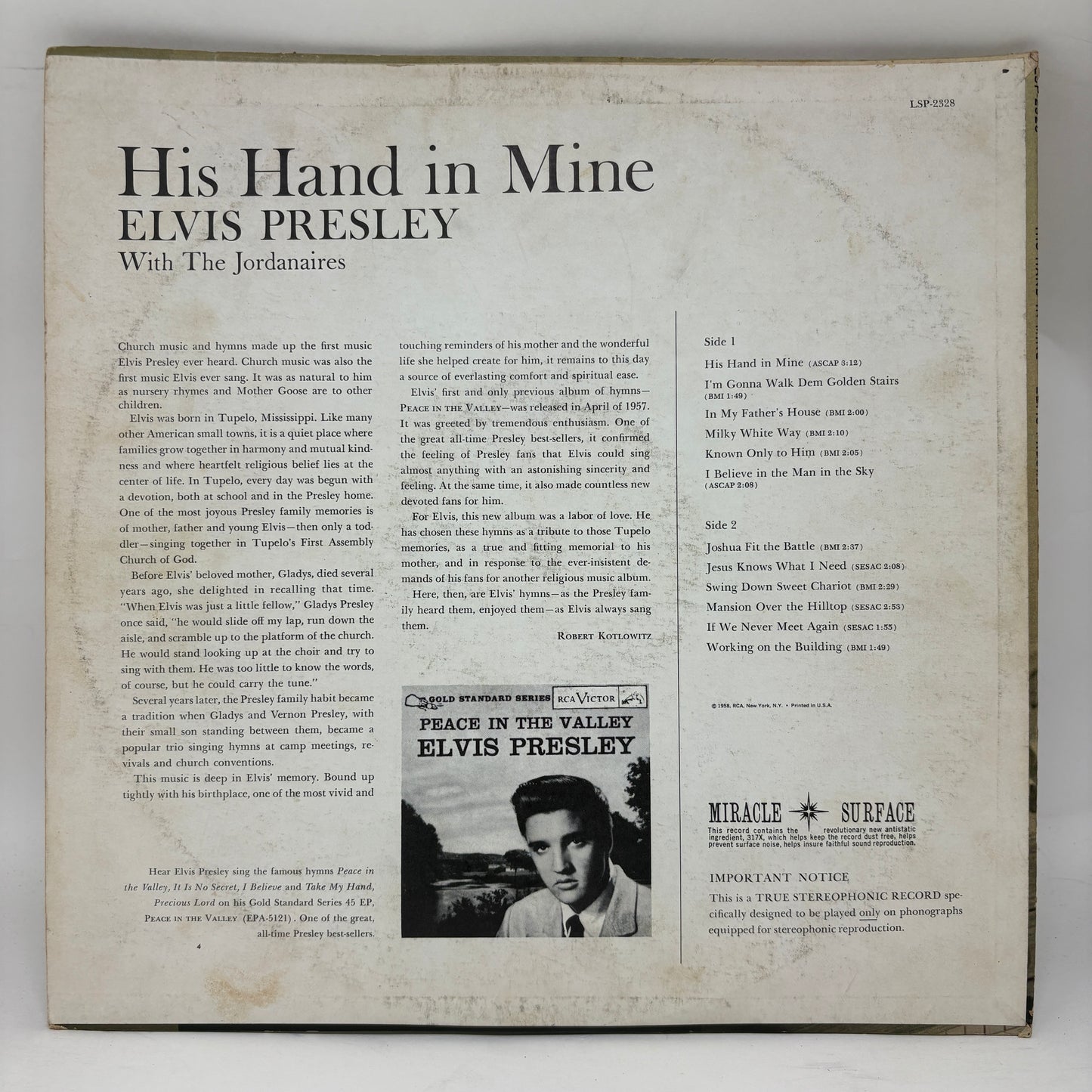 Elvis Presley : His Hand In Mine (LP,Album,Reissue,Stereo)