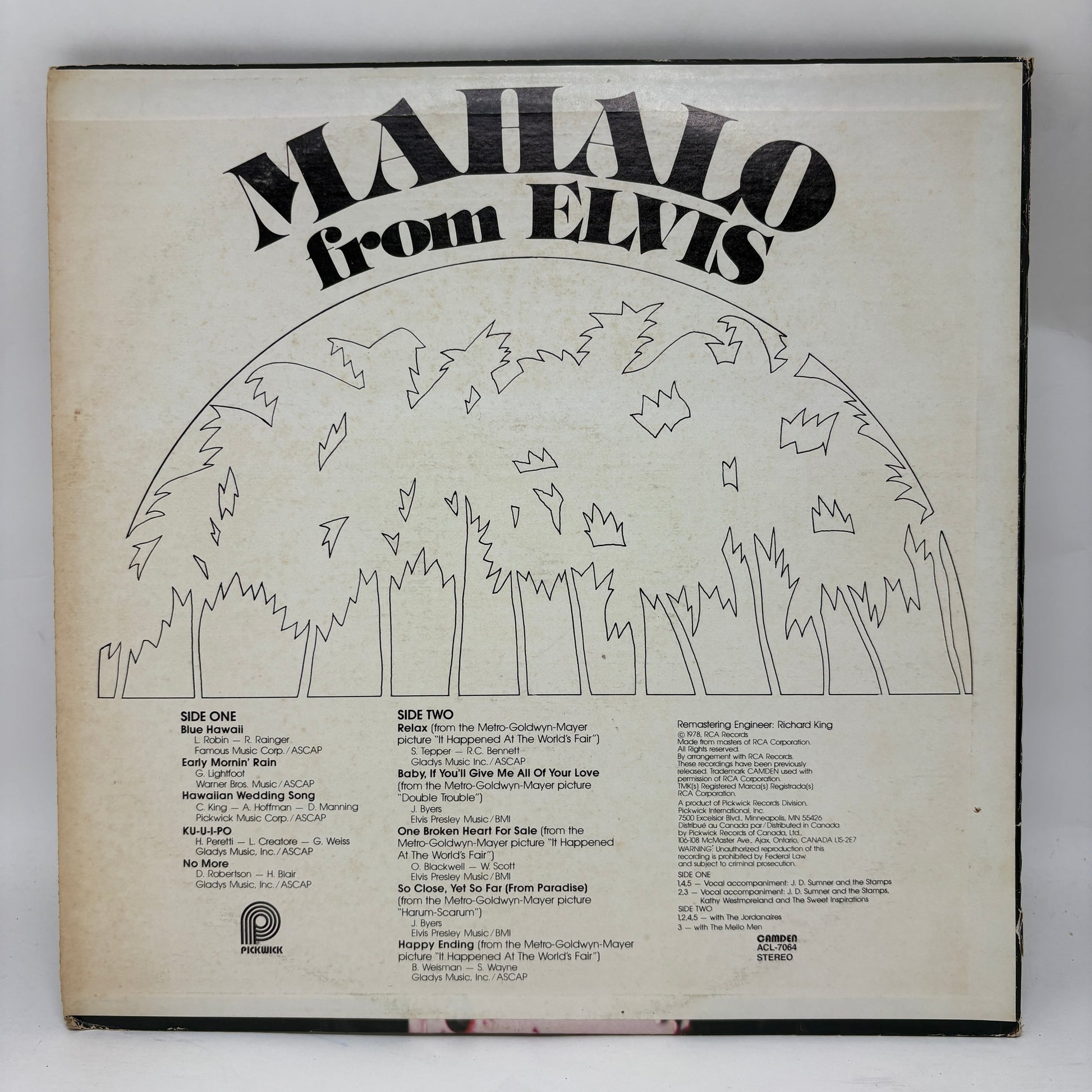 Elvis Presley : Mahalo From Elvis (LP,Compilation,Stereo)