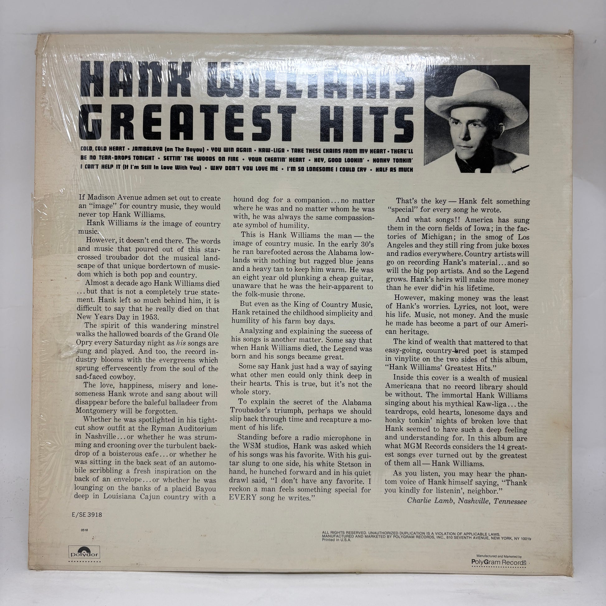Hank Williams : Greatest Hits (LP,Compilation,Reissue,Stereo)
