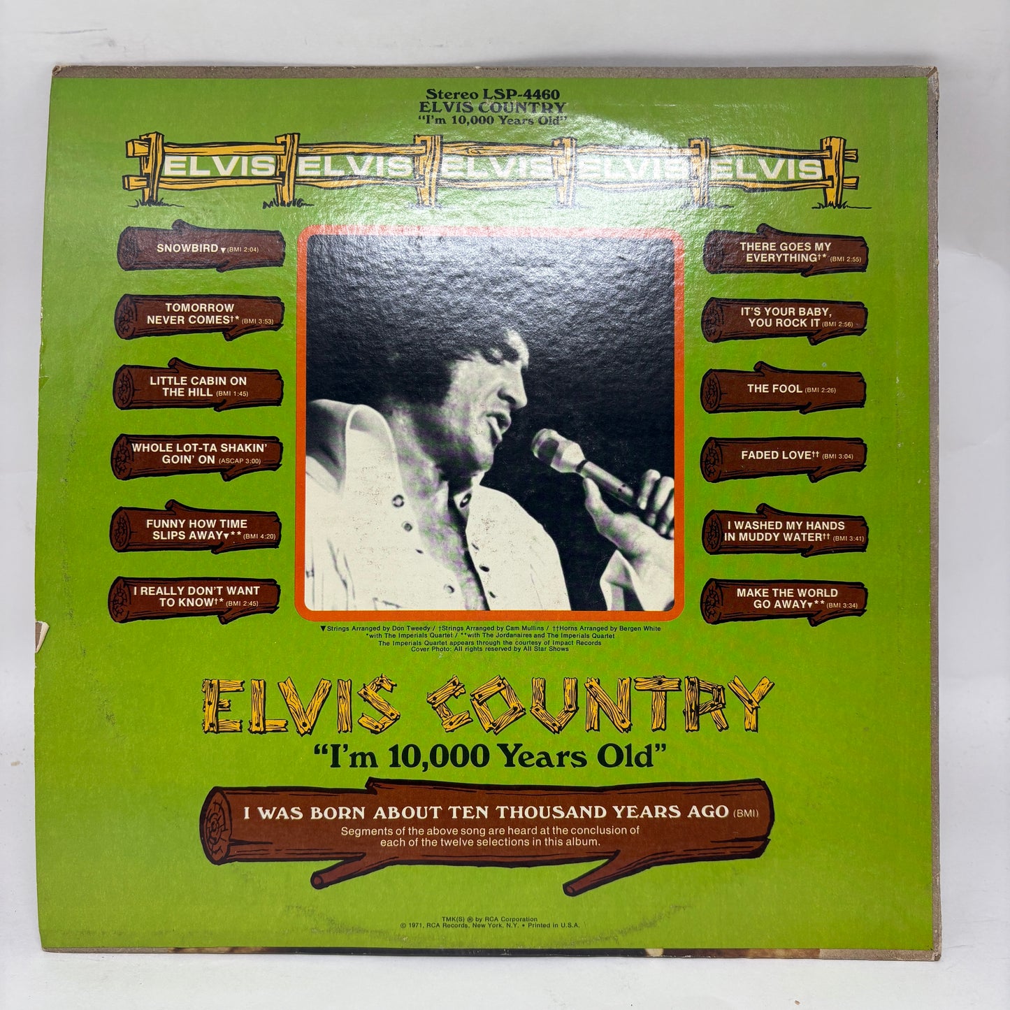 Elvis Presley : Elvis Country (I'm 10,000 Years Old) (LP,Album,Stereo)