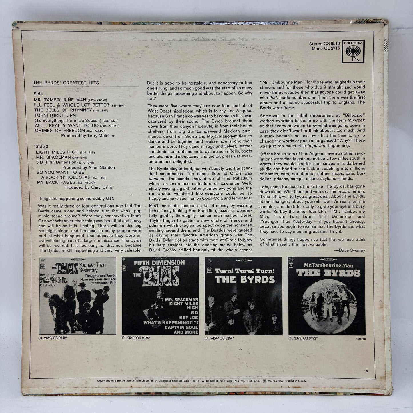 The Byrds : The Byrds' Greatest Hits (LP,Compilation,Repress,Stereo)