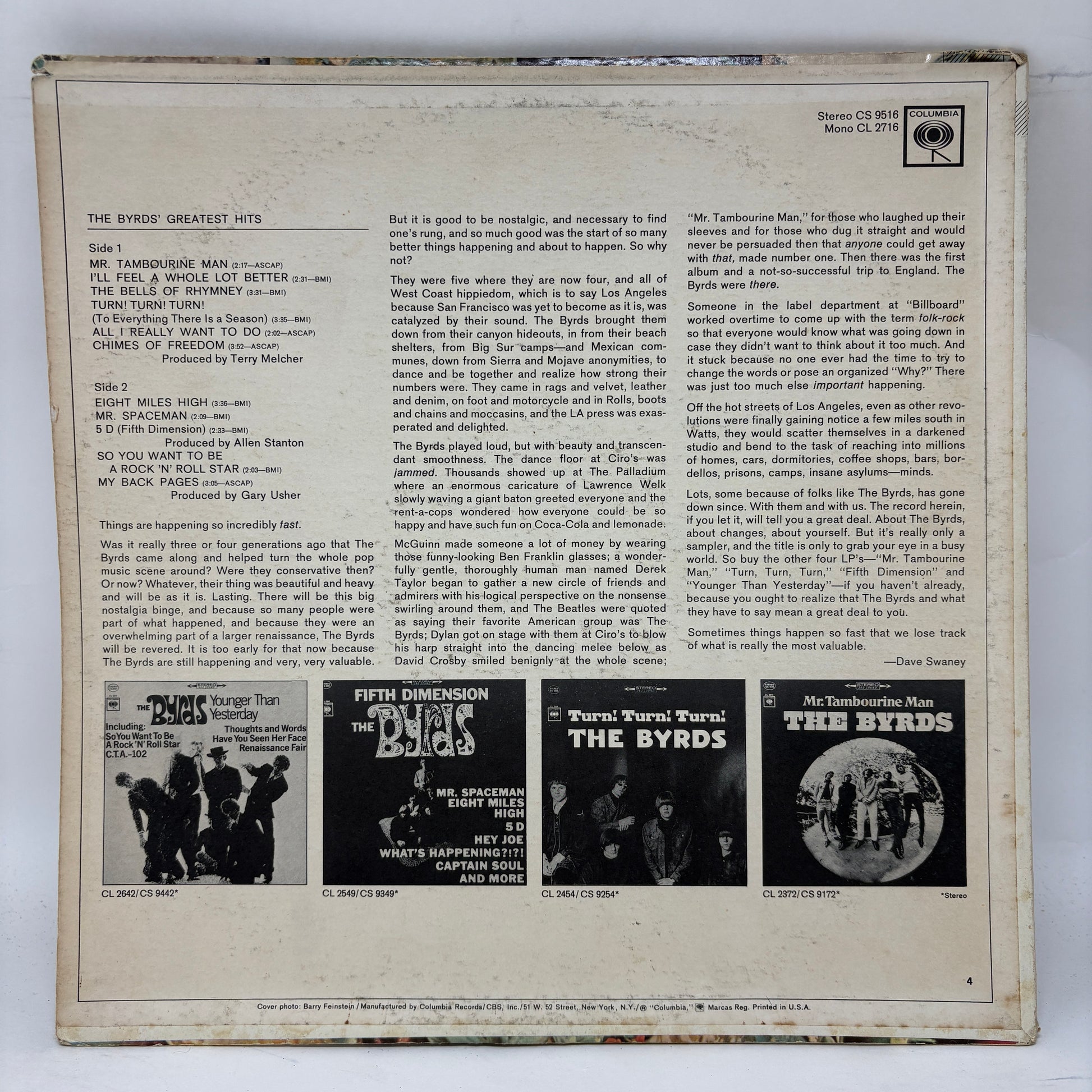 The Byrds : The Byrds' Greatest Hits (LP,Compilation,Repress,Stereo)