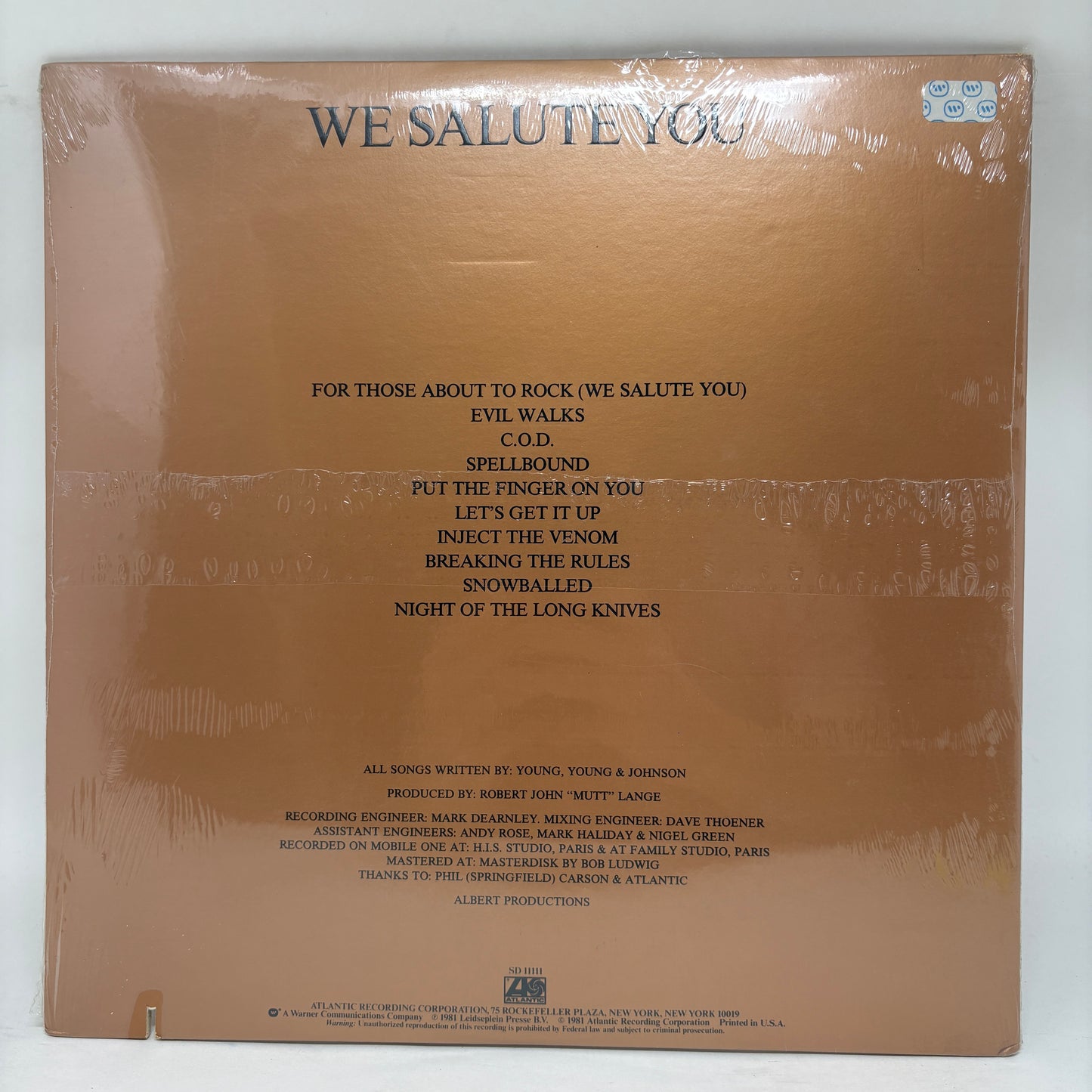 AC/DC : For Those About To Rock (We Salute You) (LP,Album,Stereo)