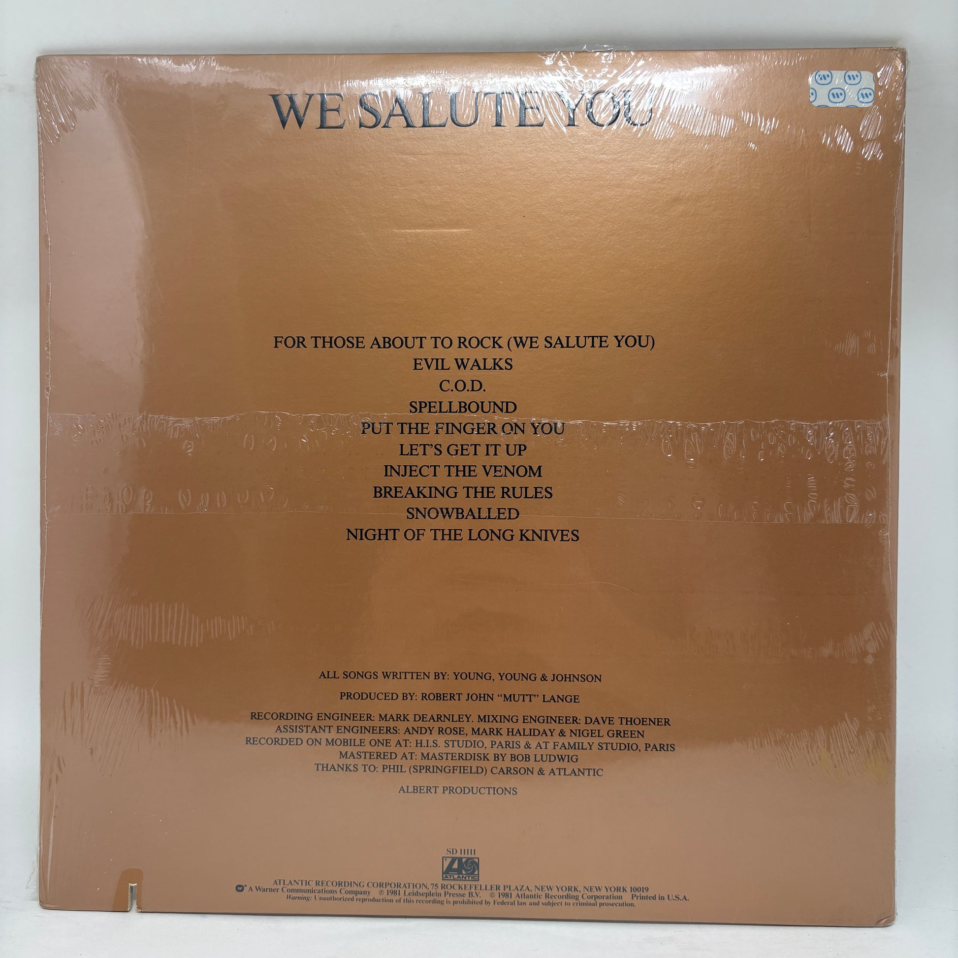 AC/DC : For Those About To Rock (We Salute You) (LP,Album,Stereo)