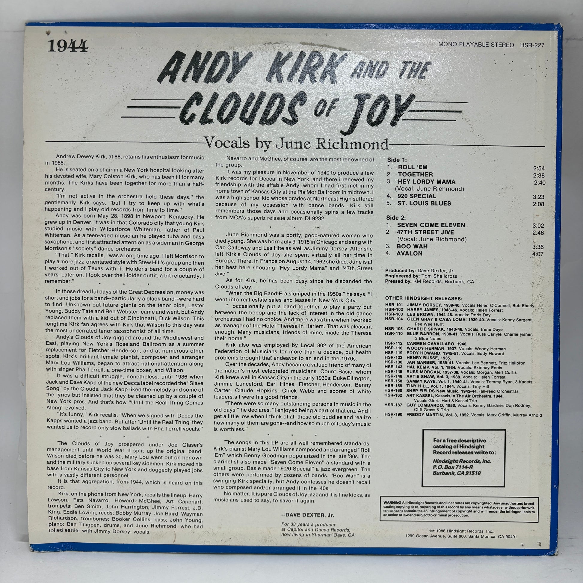 Andy Kirk And His Clouds Of Joy : The Uncollected Andy Kirk, 1944 (LP,Album,Mono)