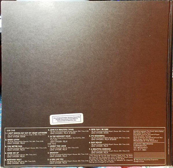 The Rascals : Time Peace: The Rascals' Greatest Hits (LP,Compilation,Club Edition,Stereo)